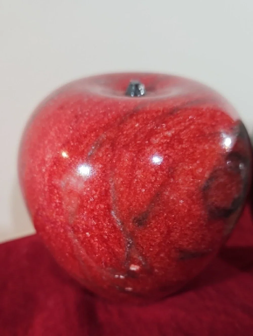 VTG Polished Alabaster Marble Onyx Apple Desk Decor Set of 2